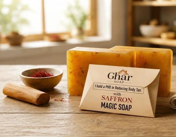 ghar soap with saffron – tan removal bath soap